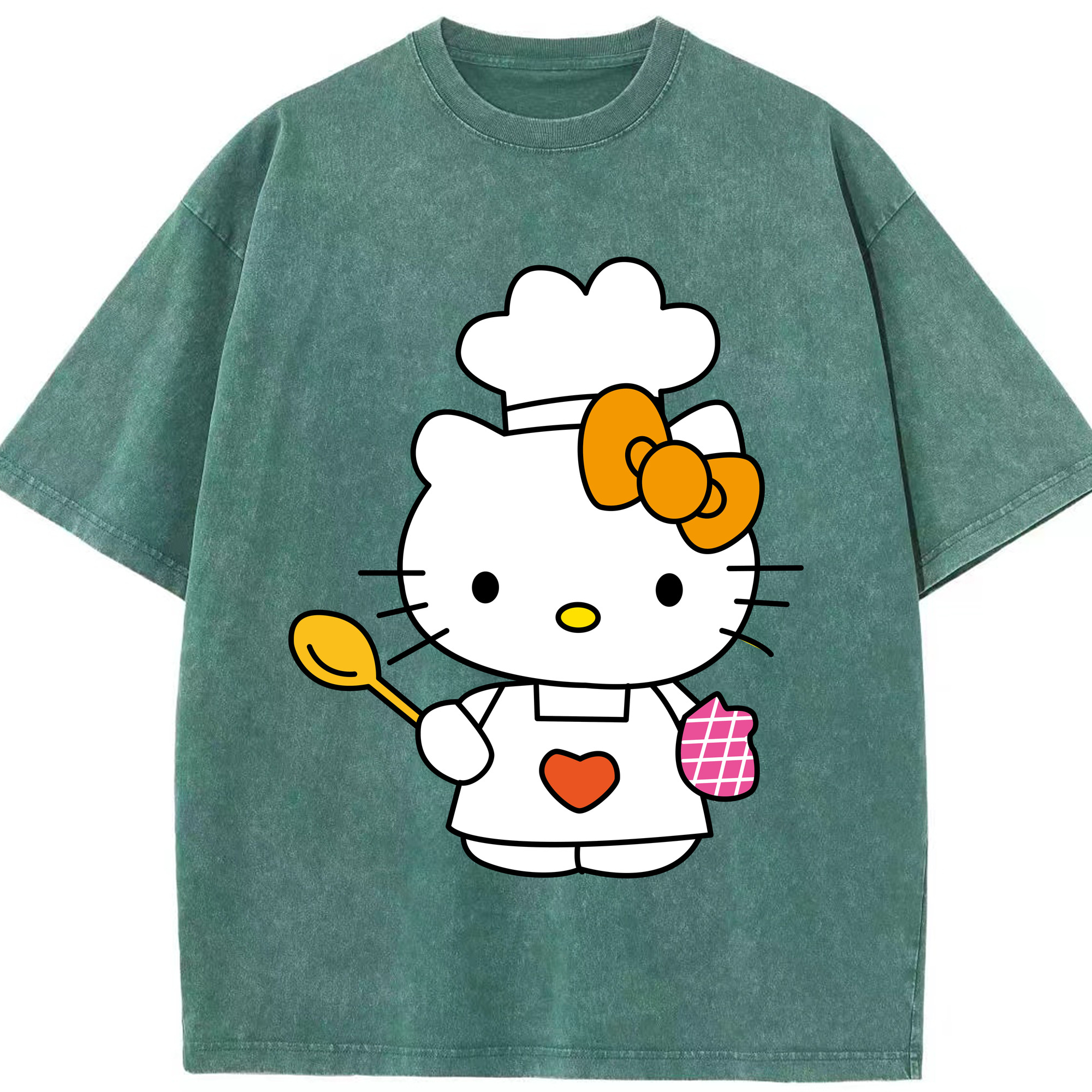 （画像用） Hello Kitty ハローキティ 綿100% ヴィンテージ風 半袖Tシャツ（フロントプリント）